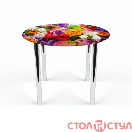 Стол обеденный Круглый хром с фотопечатью