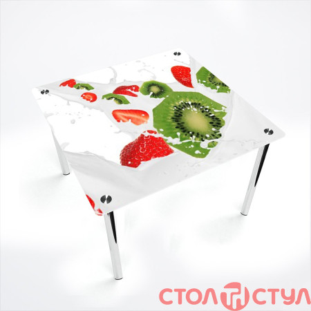 Стол обеденный Квадратный хром с фотопечатью