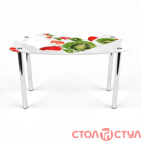 Стол обеденный Бочка хром с фотопечатью