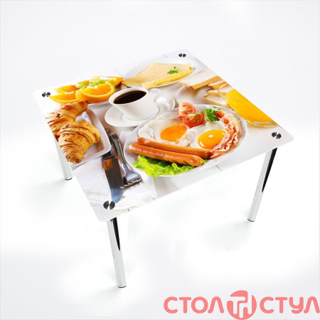 Стол обеденный Квадратный хром с фотопечатью