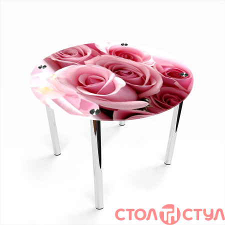 Стол обеденный Круглый хром с фотопечатью