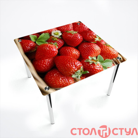 Стол обеденный Квадратный хром с фотопечатью