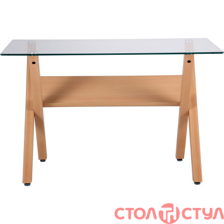 Стол обеденный Maple бук/стекло прозрачное