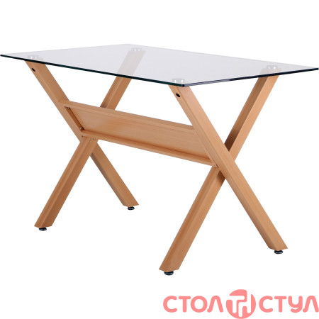 Стол обеденный Maple бук/стекло прозрачное