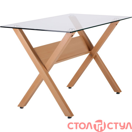 Стол обеденный Maple бук/стекло прозрачное
