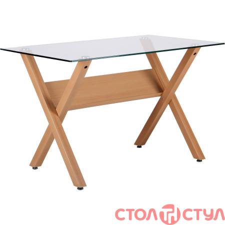 Стол обеденный Maple бук/стекло прозрачное
