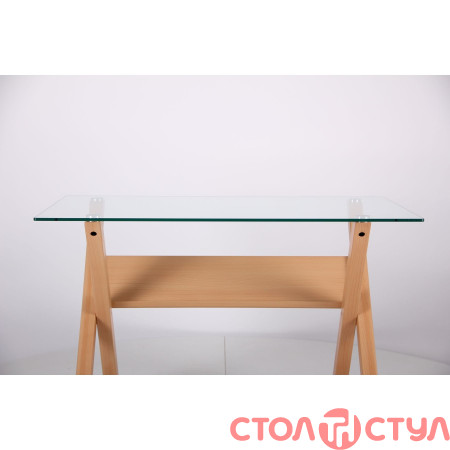 Стол обеденный Maple бук/стекло прозрачное