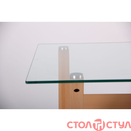 Стол обеденный Maple бук/стекло прозрачное