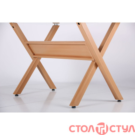 Стол обеденный Maple бук/стекло прозрачное