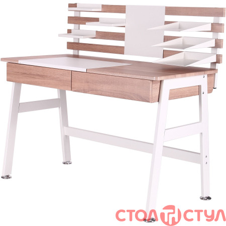 Компьютерный стол Shevchenko белый/орех светлый