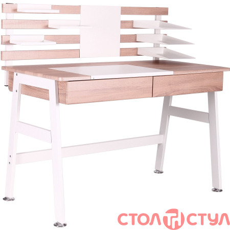 Компьютерный стол Shevchenko белый/орех светлый