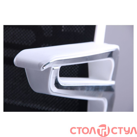 Кресло Tesla сетка черная, каркас белый