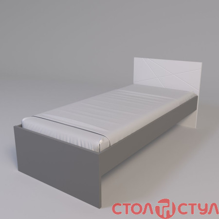Кровать X-Скаут-09 90*200 без ламелей белый мат/серый
