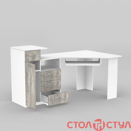 Компьютерный стол FLASHNIKA LED 15 Бетон\Нимфея Альба