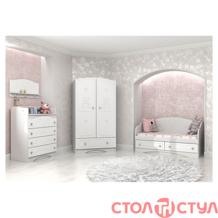 Кровать детская Мишка Белый