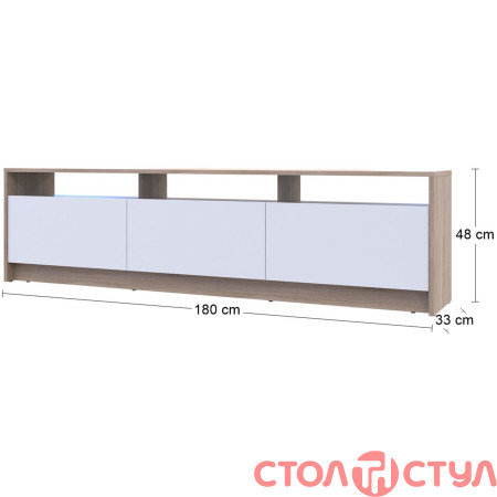 Стенка в гостиную U3 Дуб сонома Белый ДСП 180х38х48