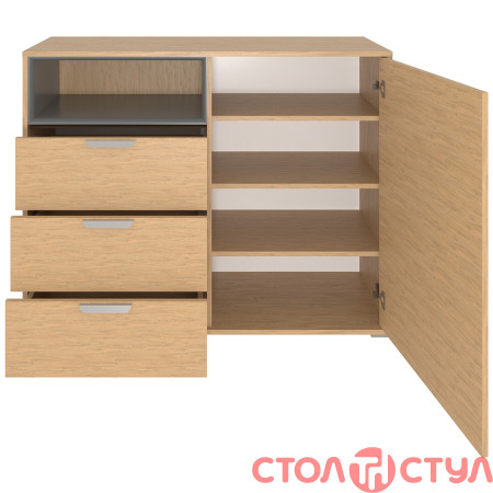 Комод KOM 1N1D3S ARTE дуб каменный/графит