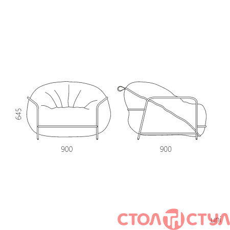 Кресло с каркасом и пуф Uni уличный Levantin design