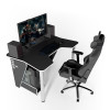 Геймерский игровой стол ZEUS IGROK-3L черный/белый с LED подсветкой