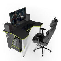 Геймерский игровой стол ZEUS IGROK-3L черный/зеленый с LED подсветкой