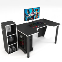 Геймерский стол ZEUS-Game GAMER-4 черный \  белый
