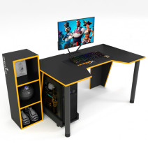Геймерский стол ZEUS-Game GAMER-4 черный \ оранжевый