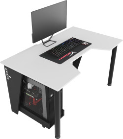 Геймерский игровой стол ZEUS GAMER-2 белый с черными боковинами