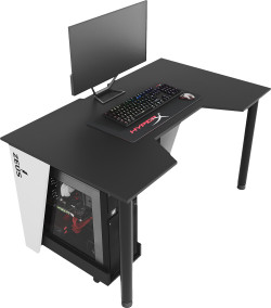 Геймерский игровой стол ZEUS GAMER-2 черный с белыми боковинами