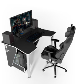 Геймерский игровой стол ZEUS IGROK-3L черный/белый с LED подсветкой