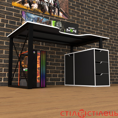 Геймерський ЛОФТ стіл Rasin LOFT-18 чорний / білий